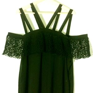 NWT + C.O.C. Black Double Strap Crochet Top